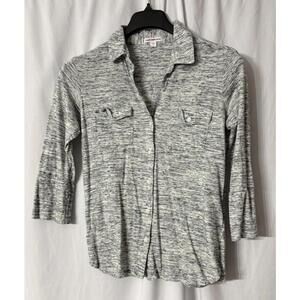 Standard James Perse Womens Long Sleeve Button Front Casual Knit Top Shirt 2 EUC